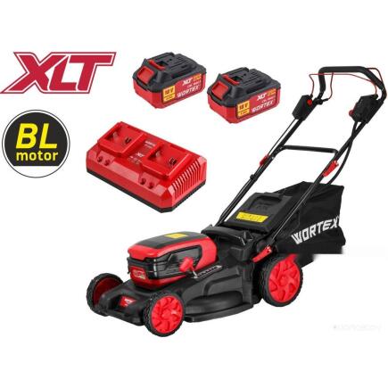 Газонокосилка аккум. WORTEX CLM 4536-4 в кор. XLT SET БЕСЩЁТ.ДВИГ., САМОХОД., 18В+18В, 2х4Ач акб